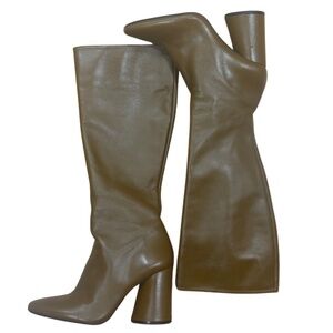 ZARA- 38,39 - HEELED LEATHER KNEE HIGH BOOTS